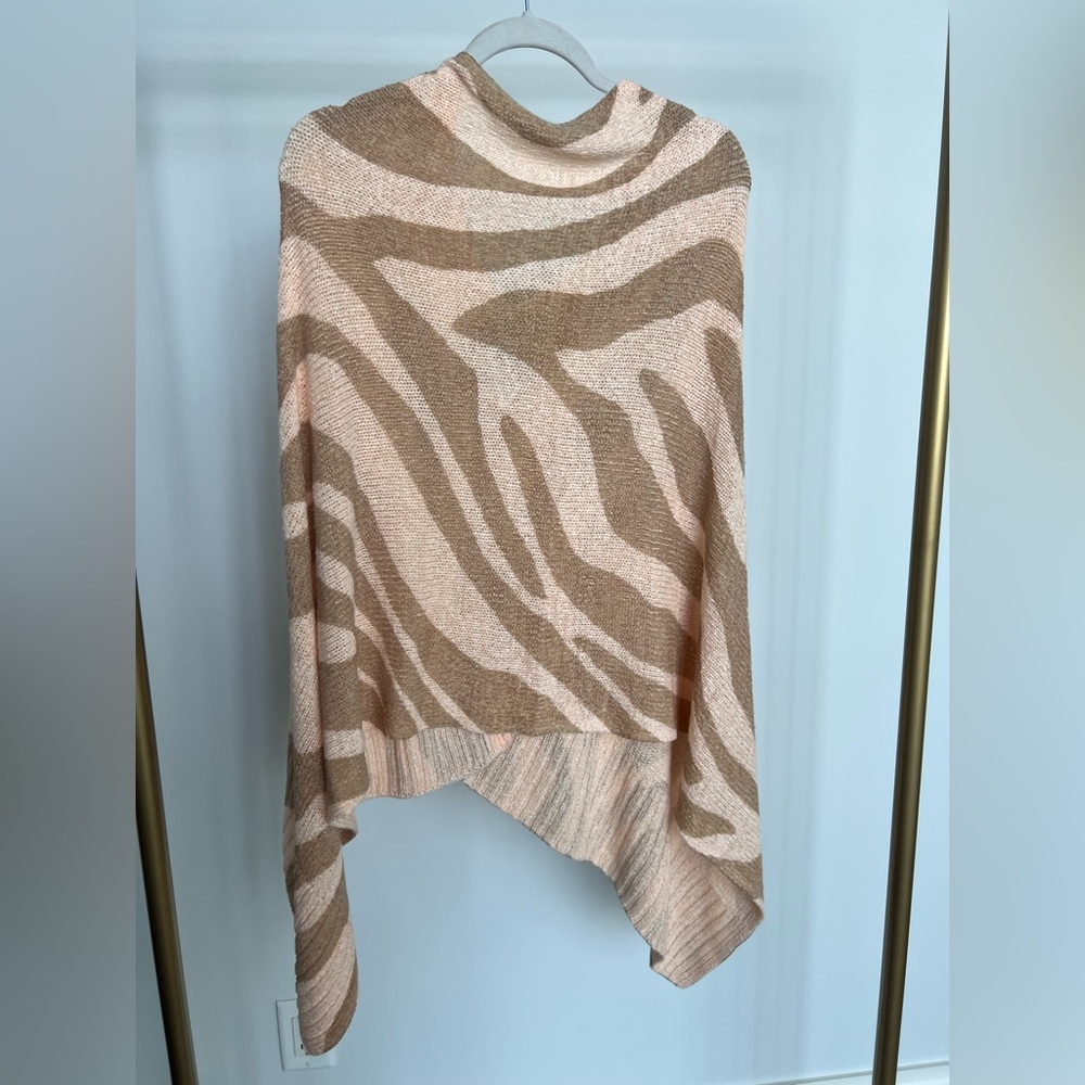 Chicos poncho - size small/medium - pink and brown soft zebra print